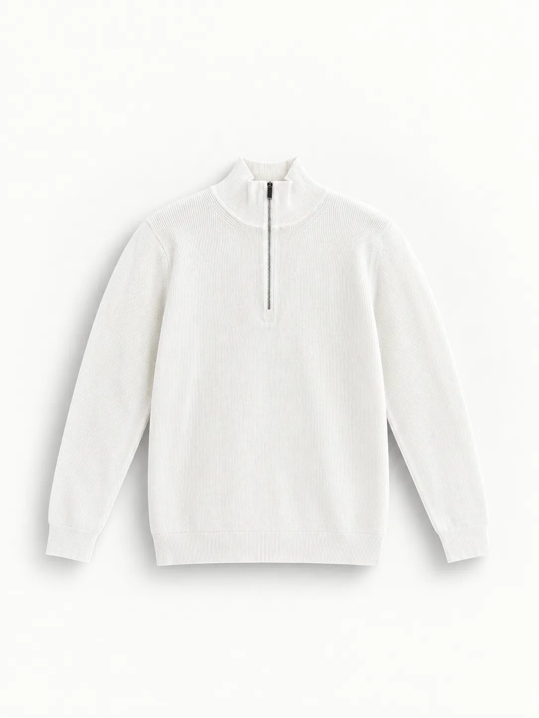 Half-Zip Mock Neck Knit Sweater — front view