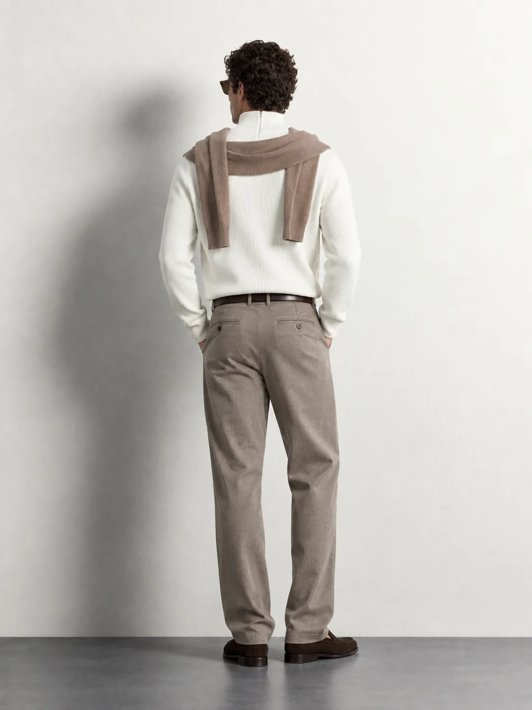 Half-Zip Mock Neck Knit Sweater — worn, back