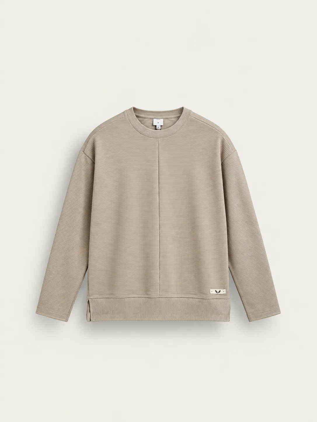 Horizontal Ribbed Drop Shoulder Sweater — front view