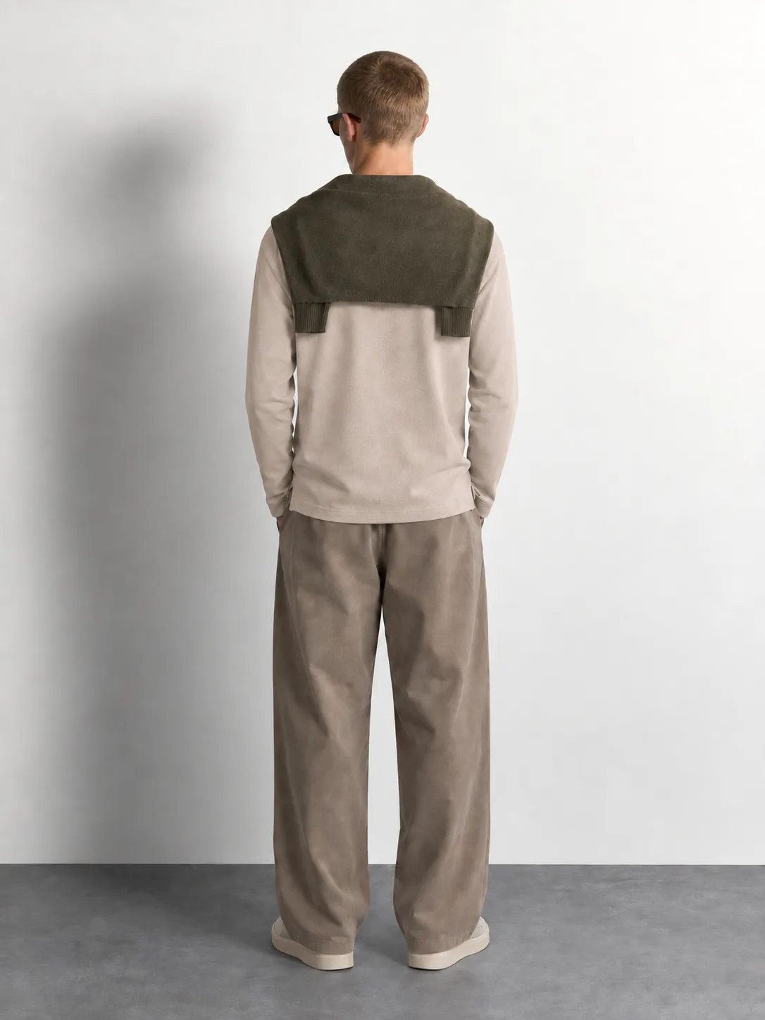 Minimal Pocket Crewneck — worn, back