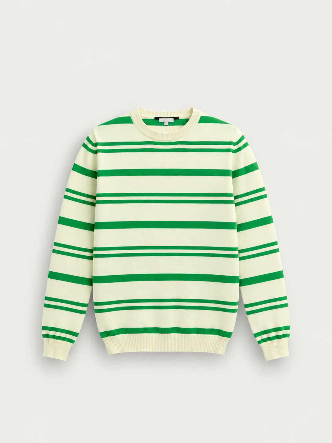 Multi-stripe Crewneck Knit Sweater — detail