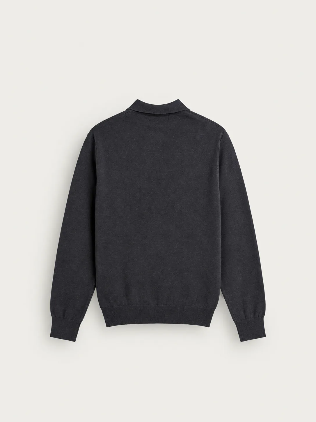 Open Collar Fine Knit Polo Sweater — back view