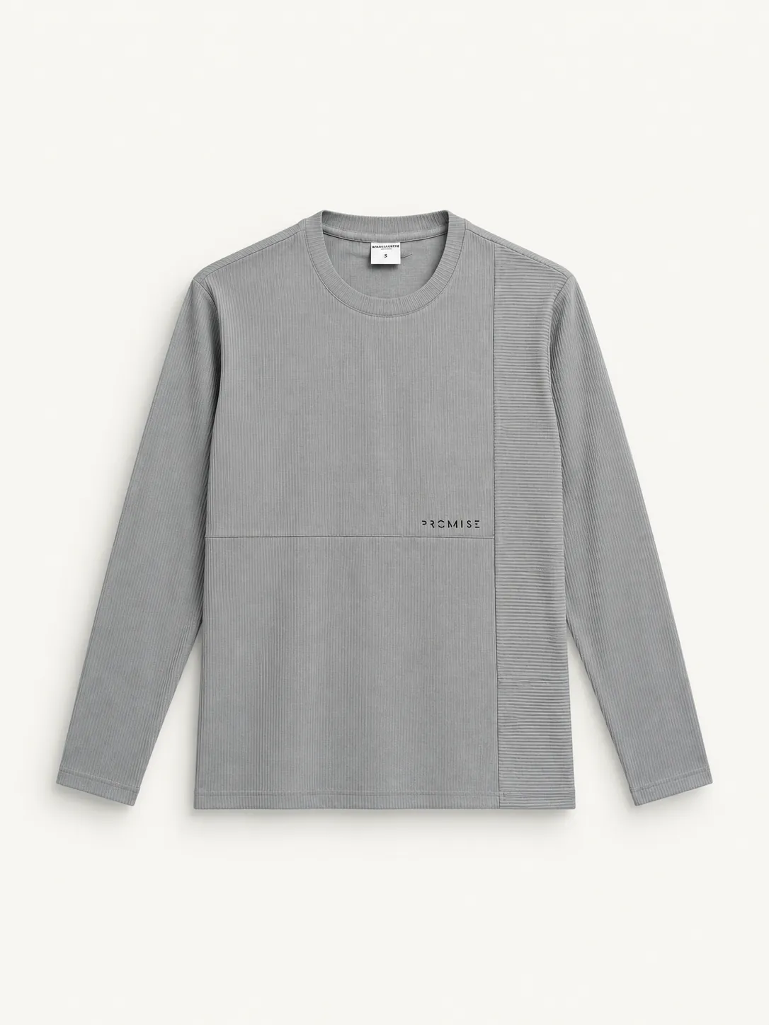 Panelled Ribbed Crewneck Sweater — front view
