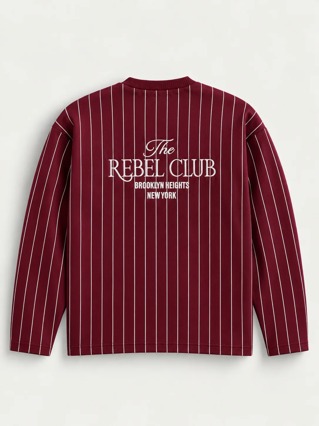 Pinstripe Crew Neck Knit Sweater — back view