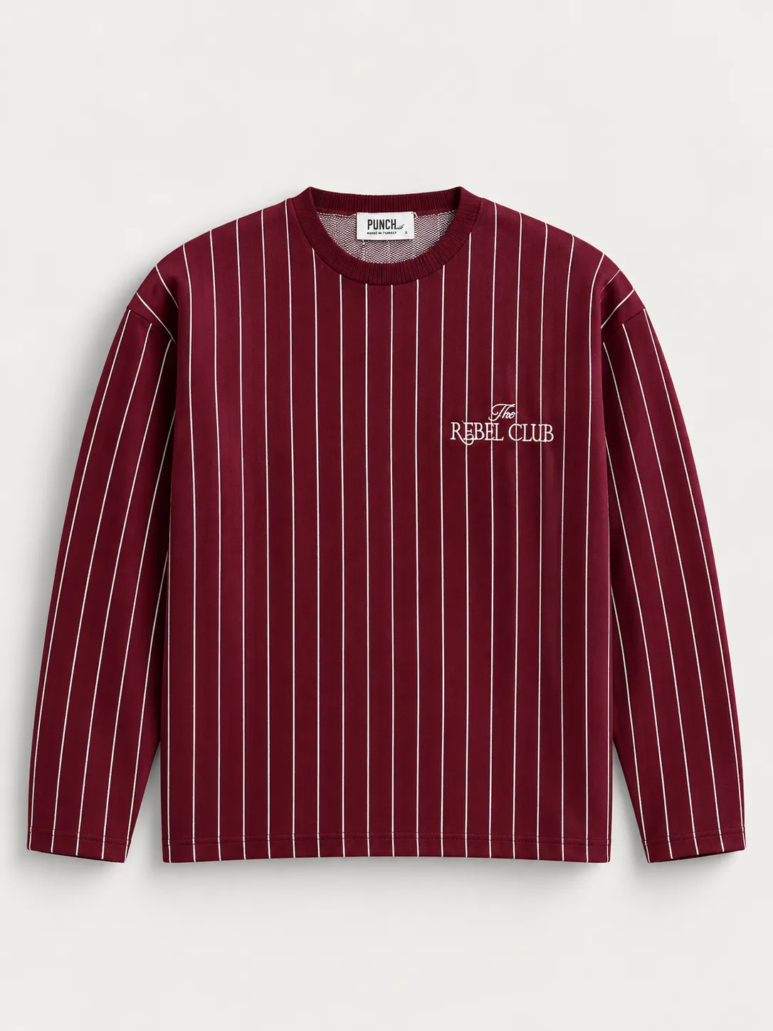 Pinstripe Crew Neck Knit Sweater — front view