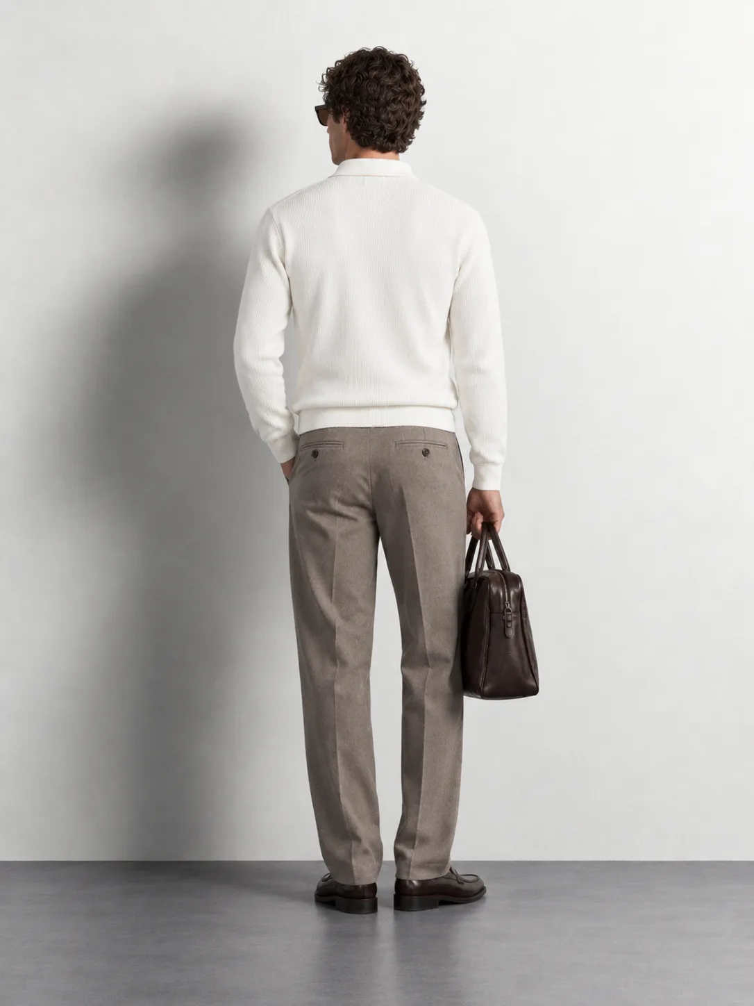 Quarter-Zip Knit Polo Sweater — worn, back