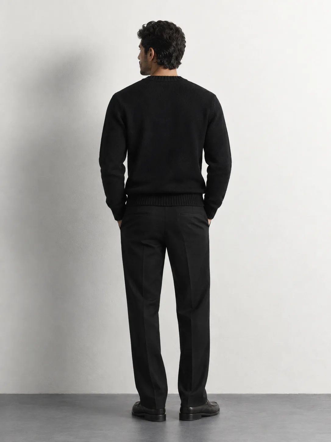 Silence Embroidered Crewneck Knit Sweater — worn, back