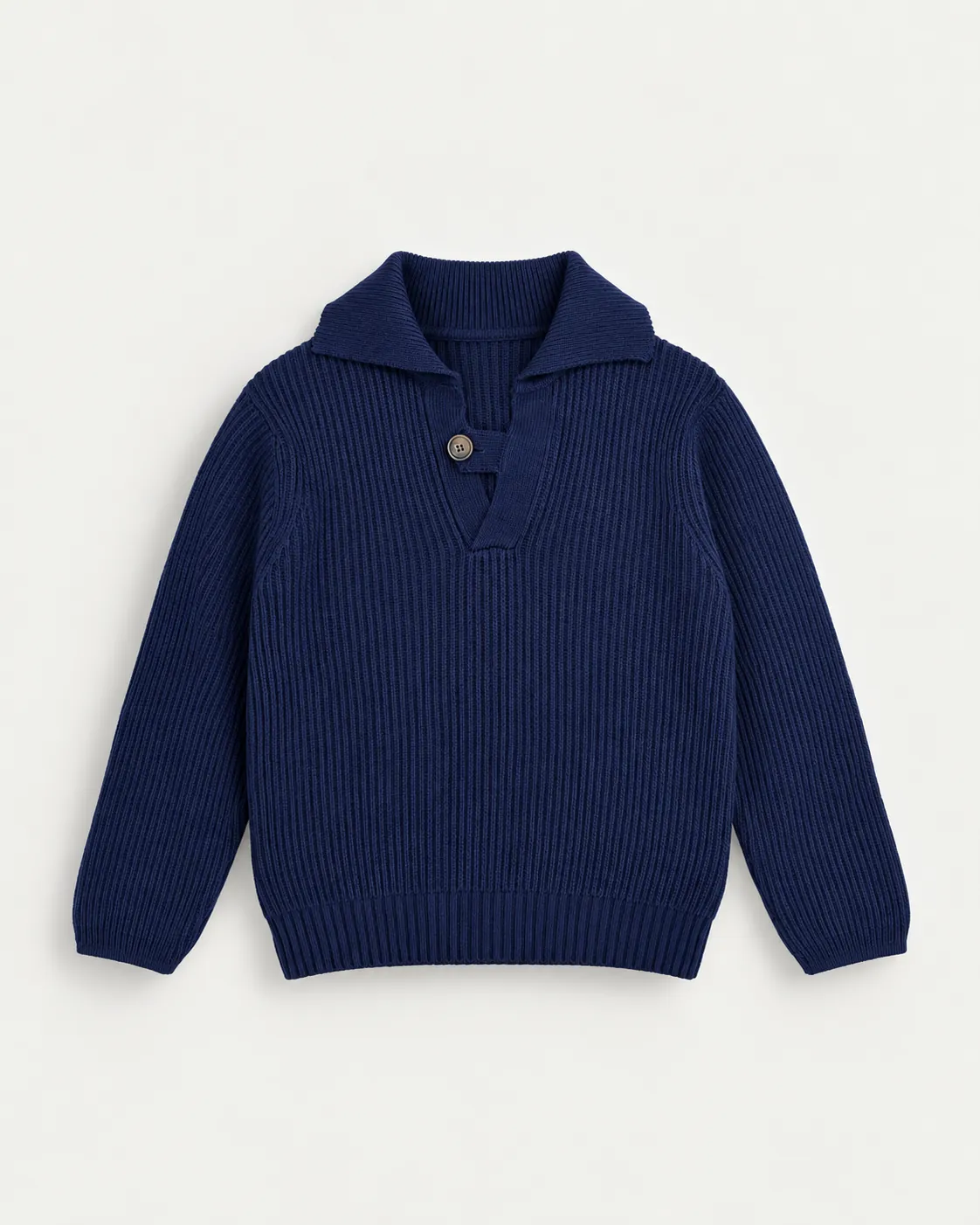 Single-button Polo Knit Sweater — detail