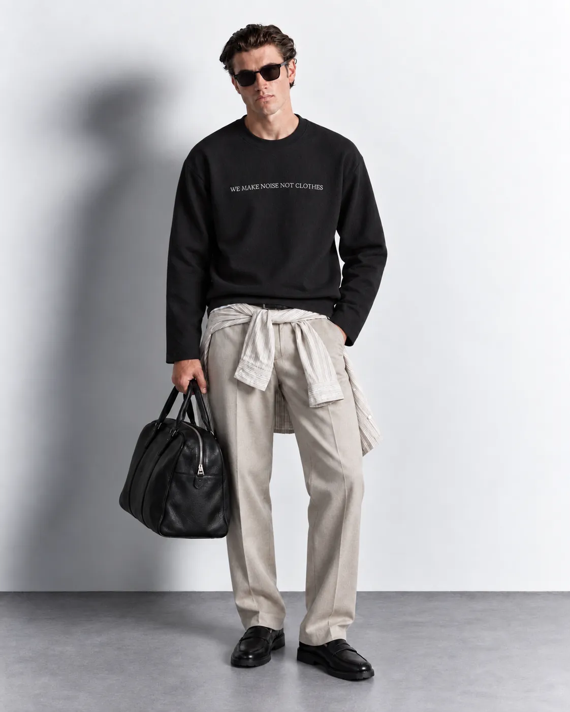 Slogan Knit Long Sleeve Sweater — worn, front