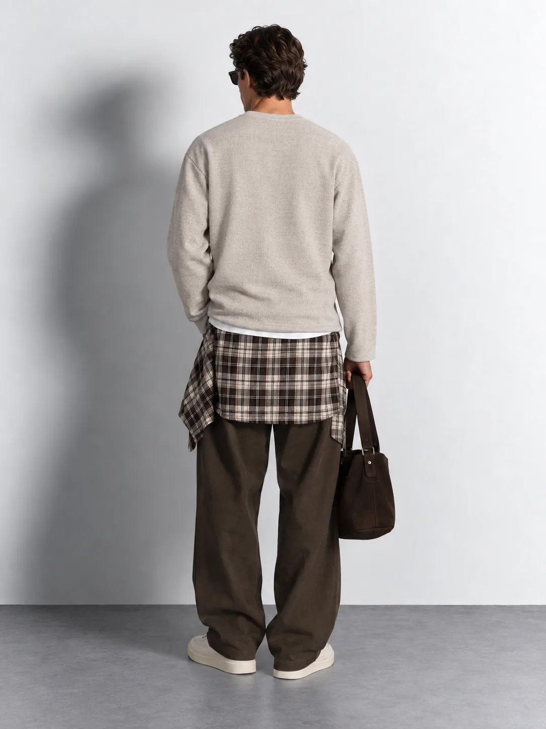 Noise Slogan Knit Long Sleeve Sweater — worn, back