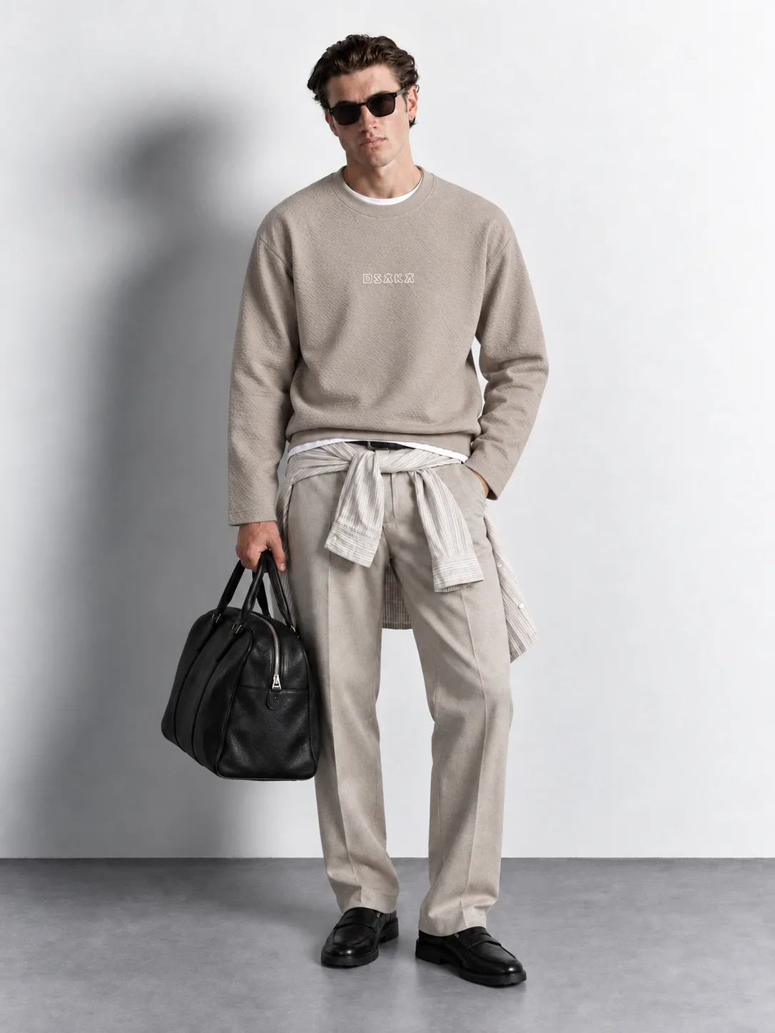 Noise Slogan Knit Long Sleeve Sweater — worn, front