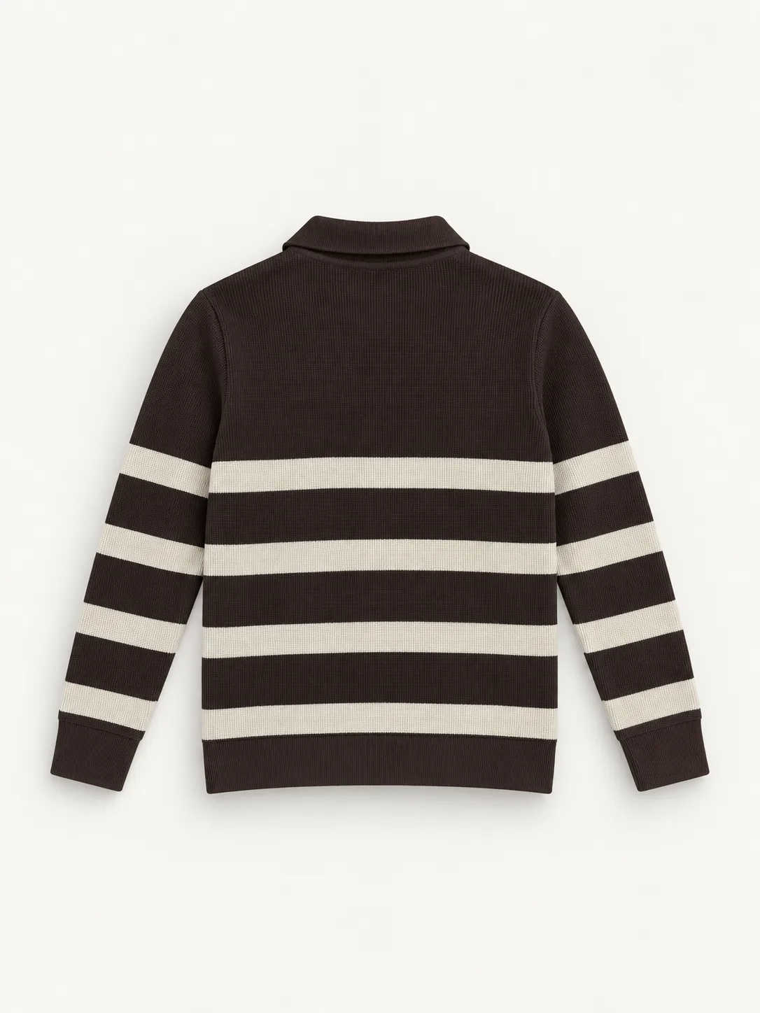 Striped Half-Zip Polo Sweater — back view