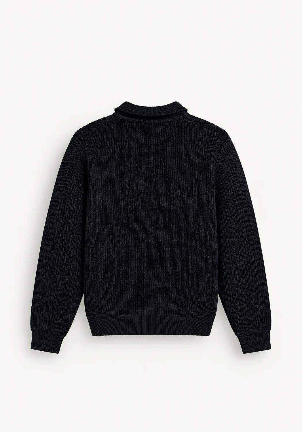 Textured Knit Polo Sweater — back view