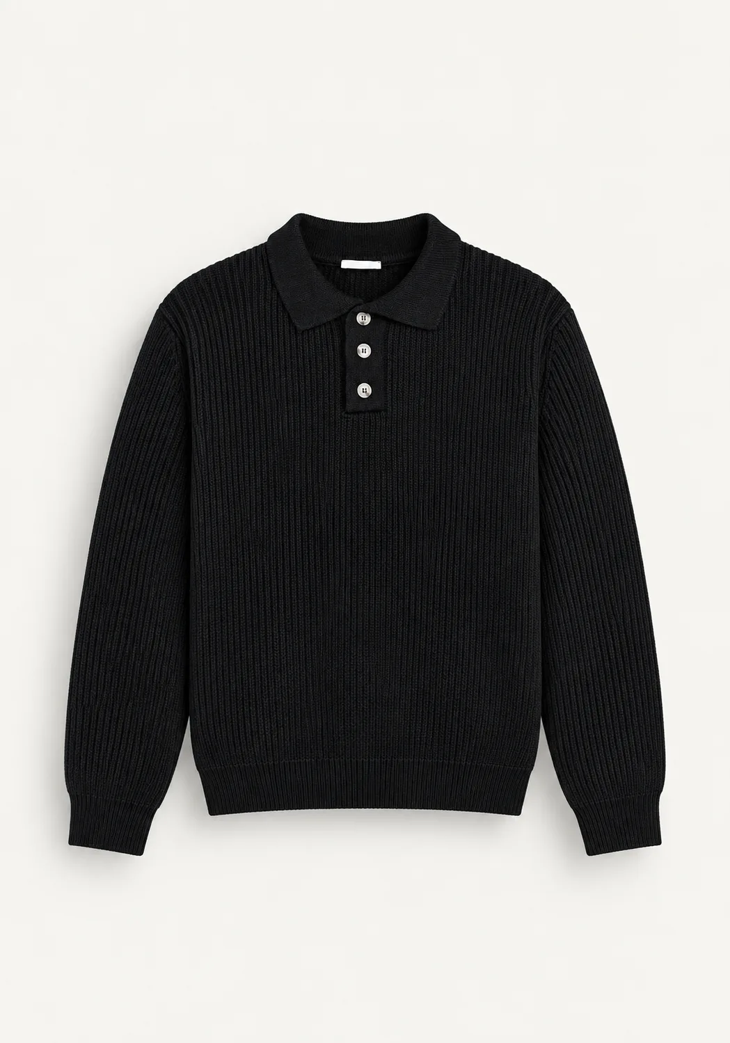 Textured Knit Polo Sweater — front view