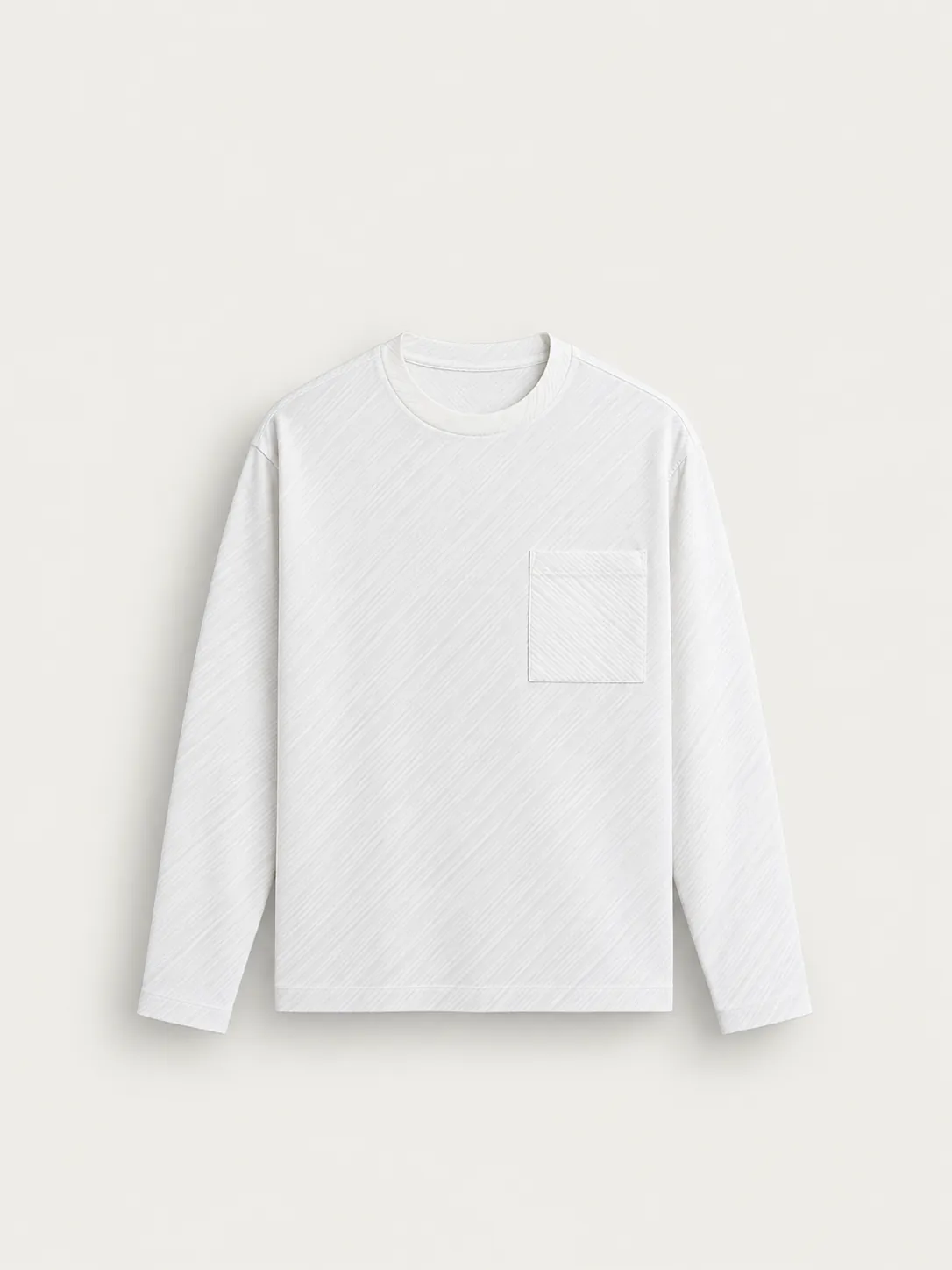 Textured Stripe Pocket Sweater — front view