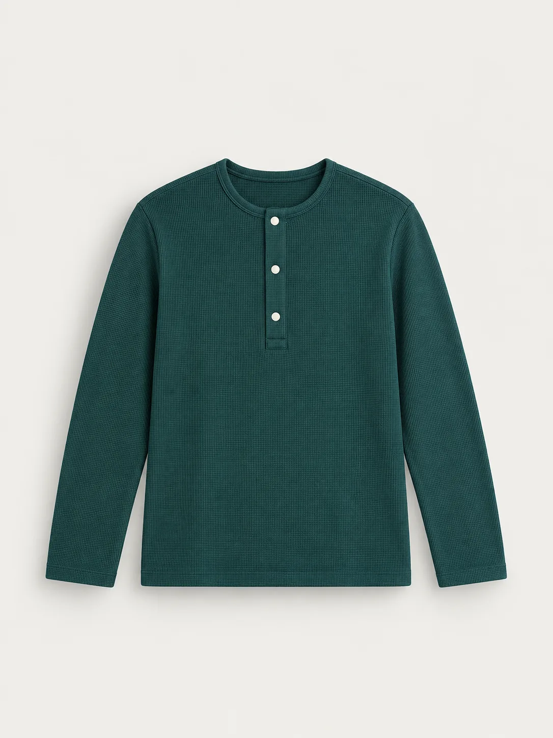 Waffle Knit Henley Long Sleeve — detail