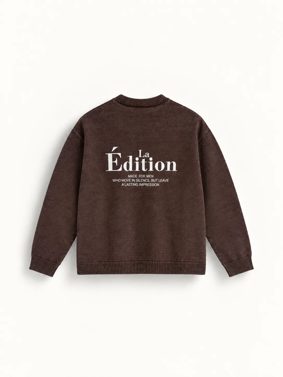 Washed Embroidered Crew Neck Sweater — back view