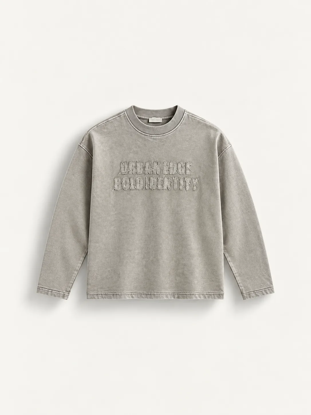 Washed Embroidered Long Sleeve Tee — detail