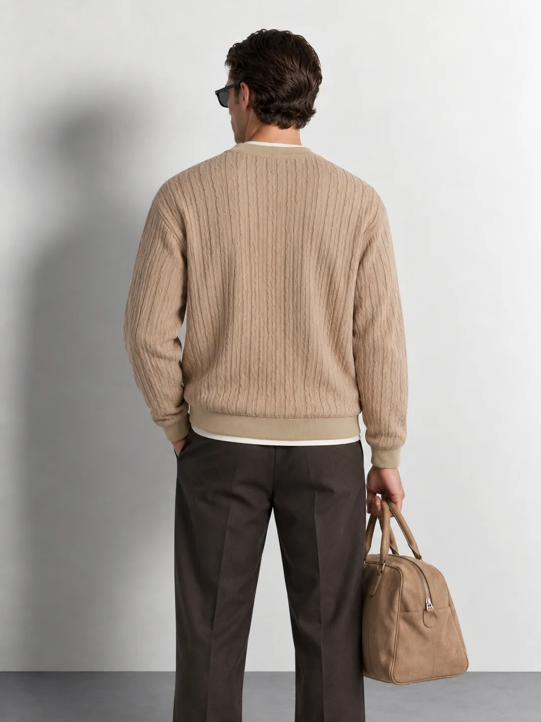 Wave Texture Crewneck Sweatshirt — worn, back