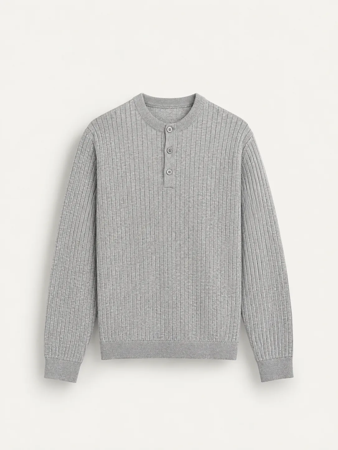 Wide Rib Henley Knit Sweater — detail