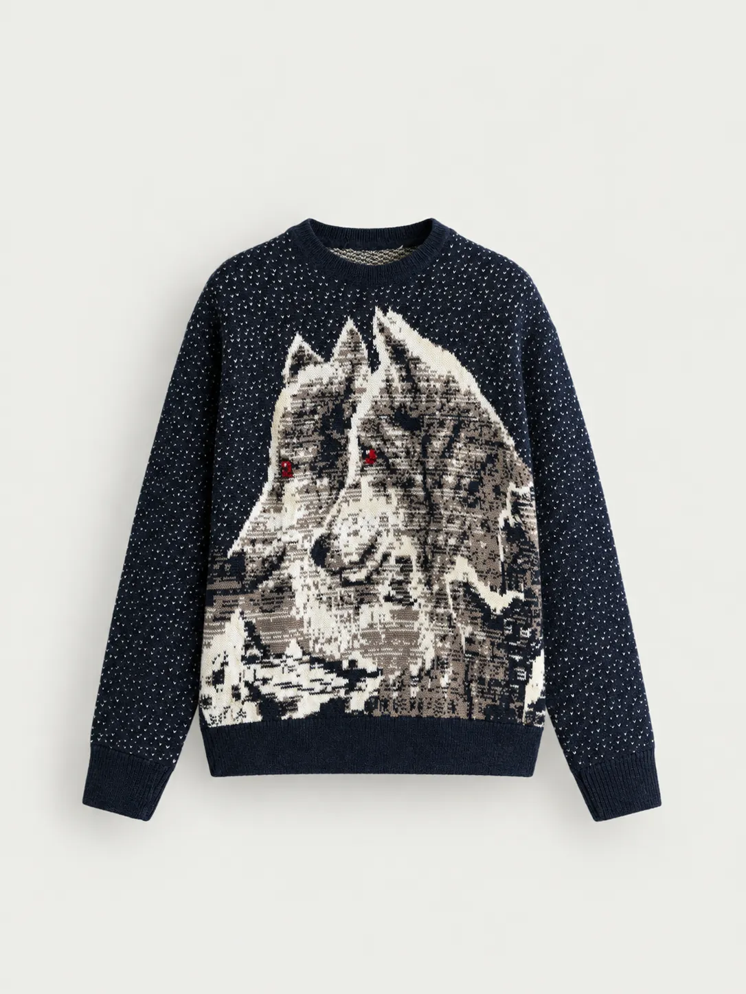 Wolf Jacquard Knit Sweater — front view