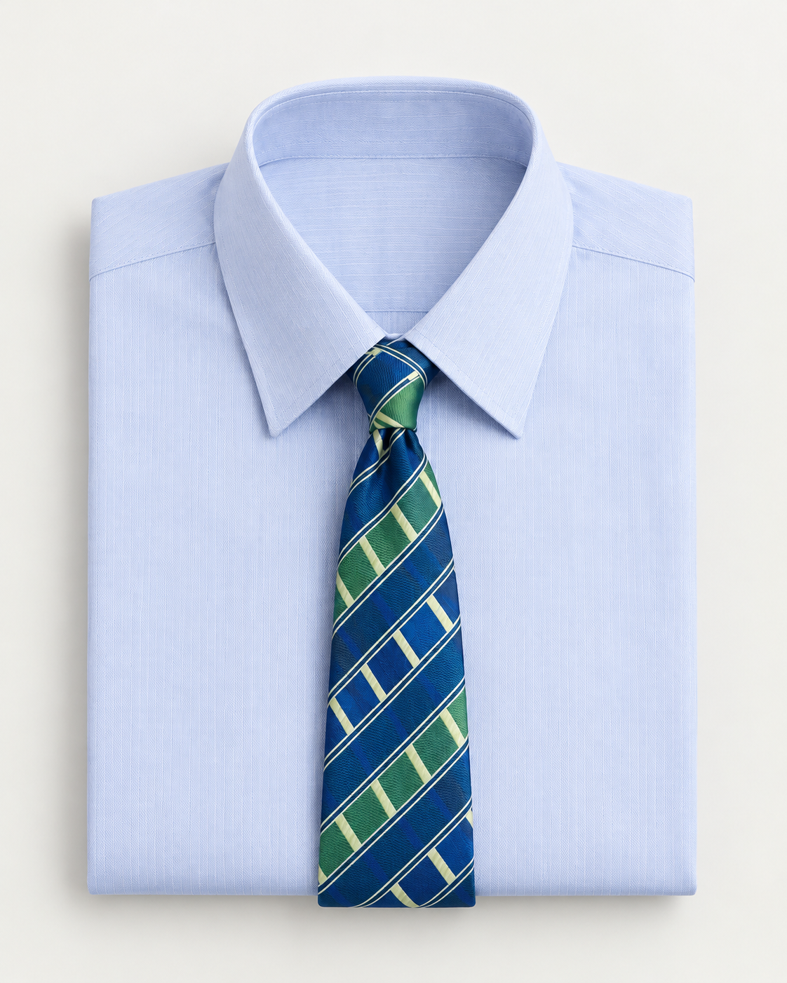 Calder Check Tie — worn, close-up