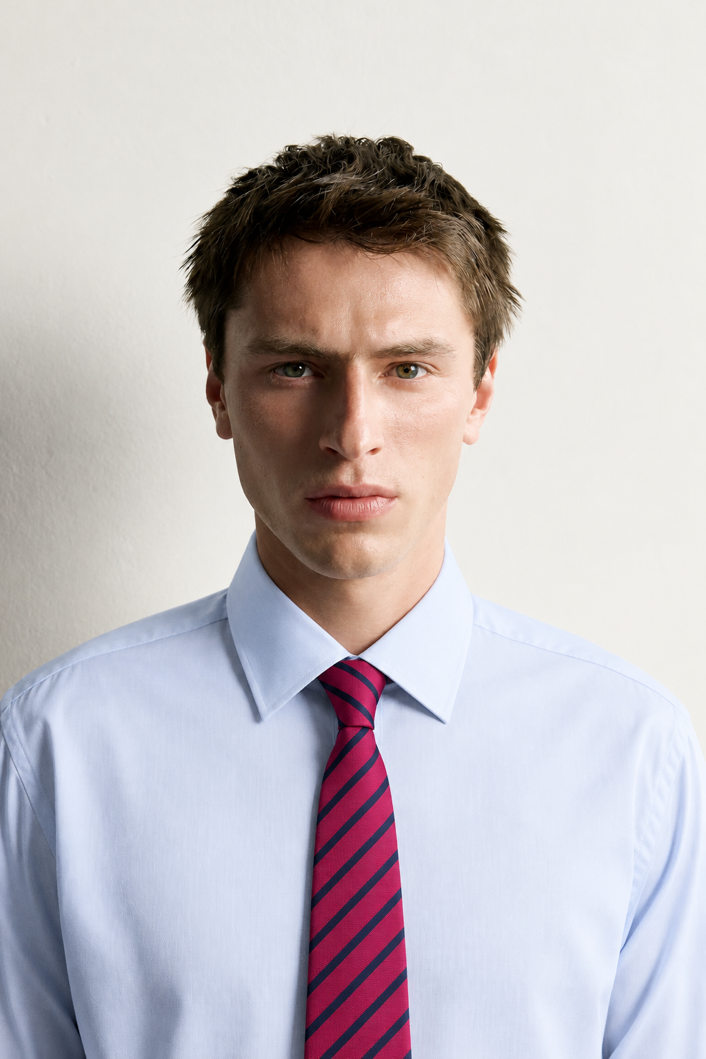 Westbridge Striped Tie — worn, close-up