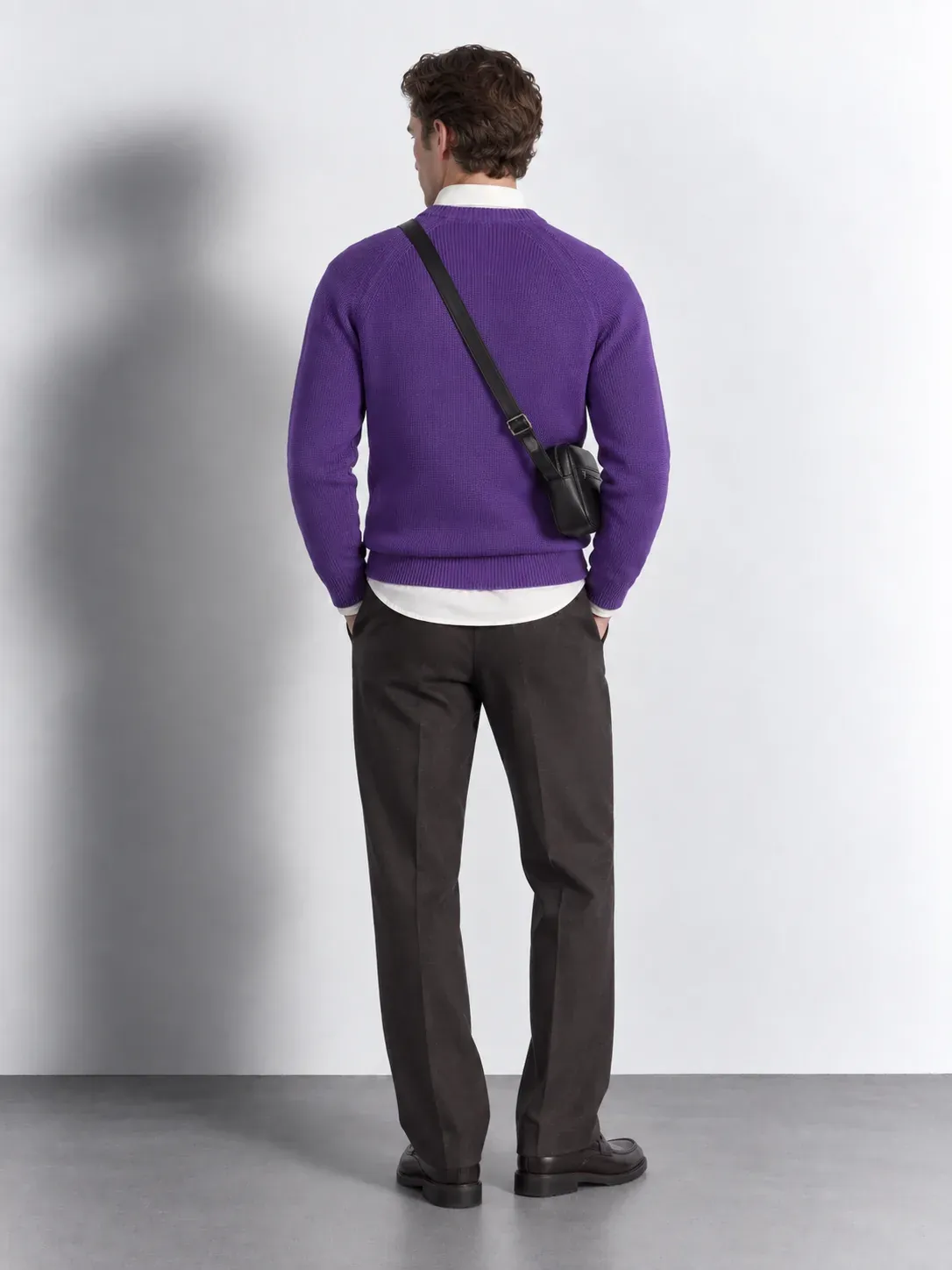 Raglan Knit Crewneck Sweater — worn, back